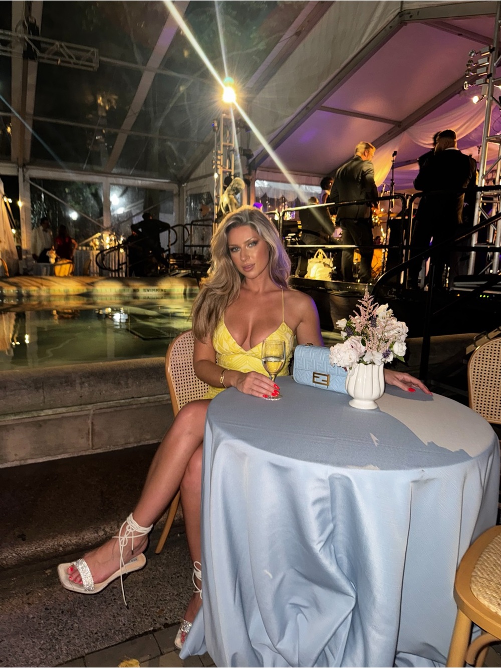Yellow Satin Spaghetti Strap Dress - Women's Evening Dress